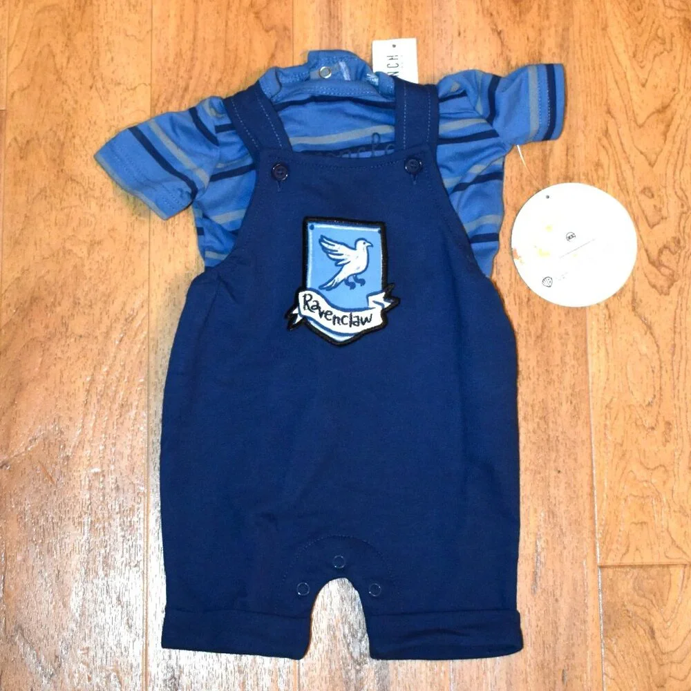 NWT Box Lunch Harry Potter‎ Ravenclaw 2 Piece Overall Outfit Sz 3 Months